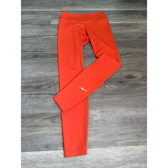 Nike Dri-Fit Women's Athletic Leggings Bright Orange High Rise Workout Small - Picture 3 of 12